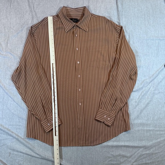 Bugatchi Uomo Shirt Mens 2XL Brown Striped Button Up Long Sleeve‎ Rayon Blend - Picture 5 of 10